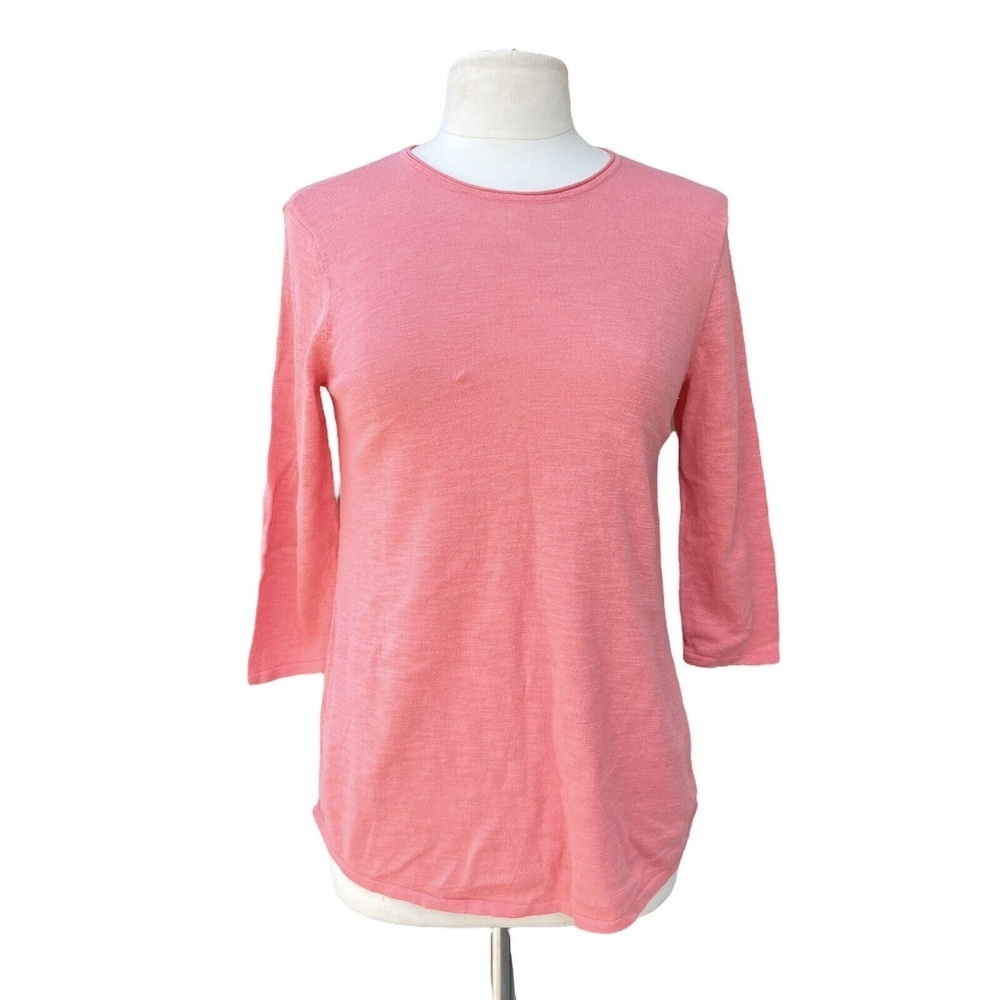 J JILL Knit Tunic Top Women’s Size S Salmon Linen Blend Crew-neck 3/4 Sleeve